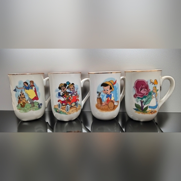 Walt Disney Other - Walt Disney Character Mugs Set Four (4) Alice Pinnochio Mickey Snow White Cups